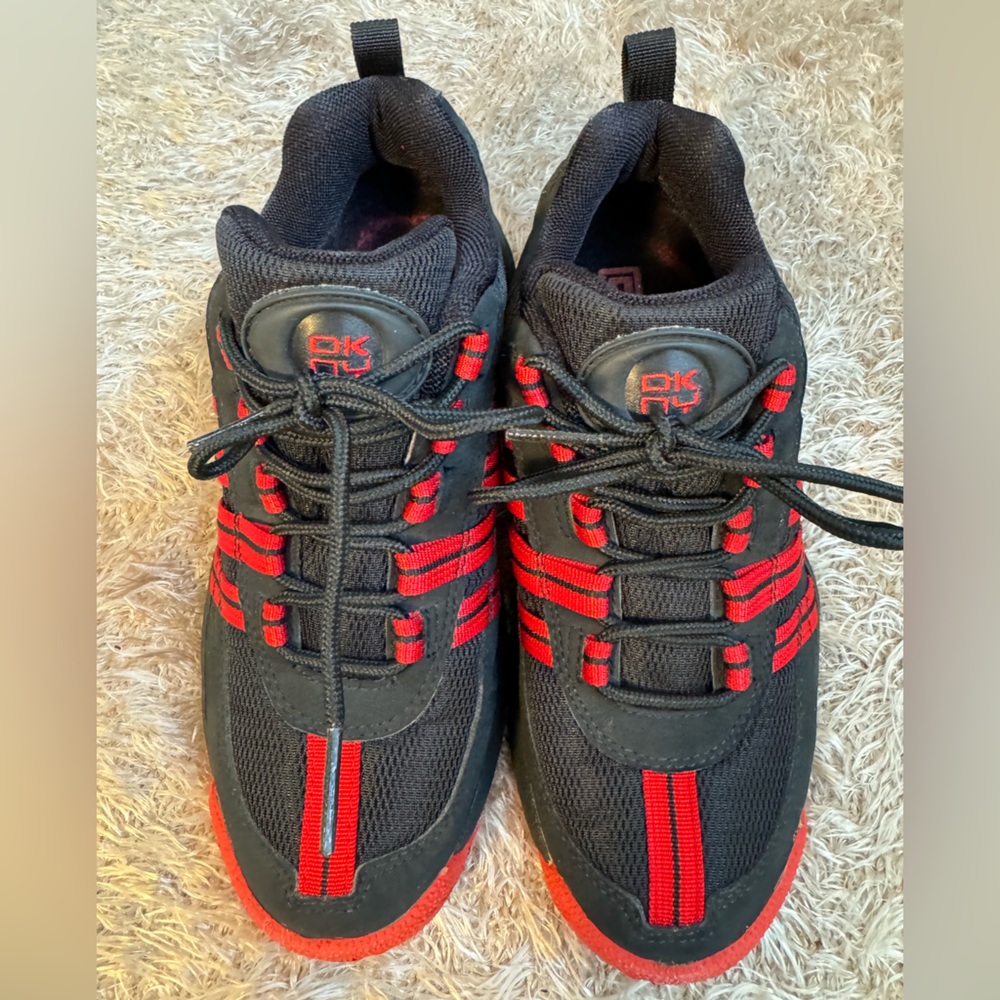 DKNY sneakers in black and red.  Size 7.5